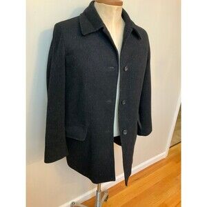 J. Crew Wool Coat Ladies Black Size Medium 3-Button 2 Flap Pockets Vent Back VTG